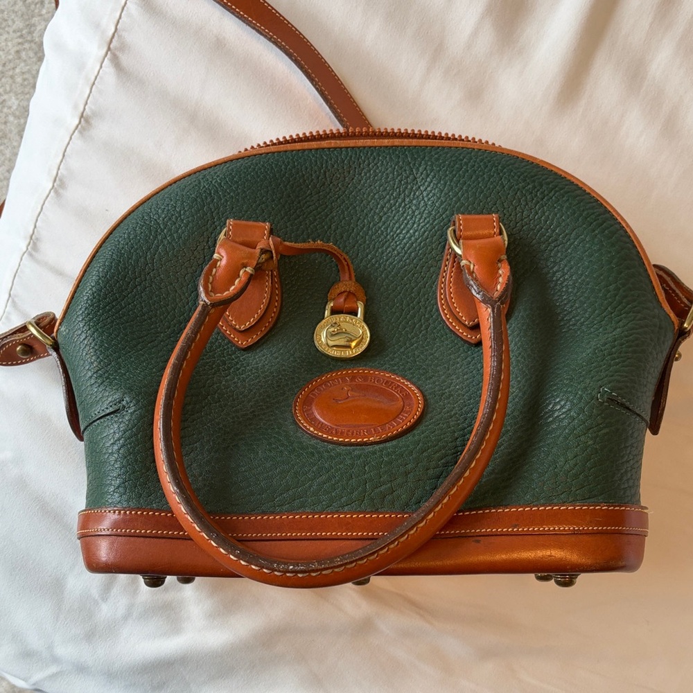 Dooney and Bourke Green and Brown Leather Handbag